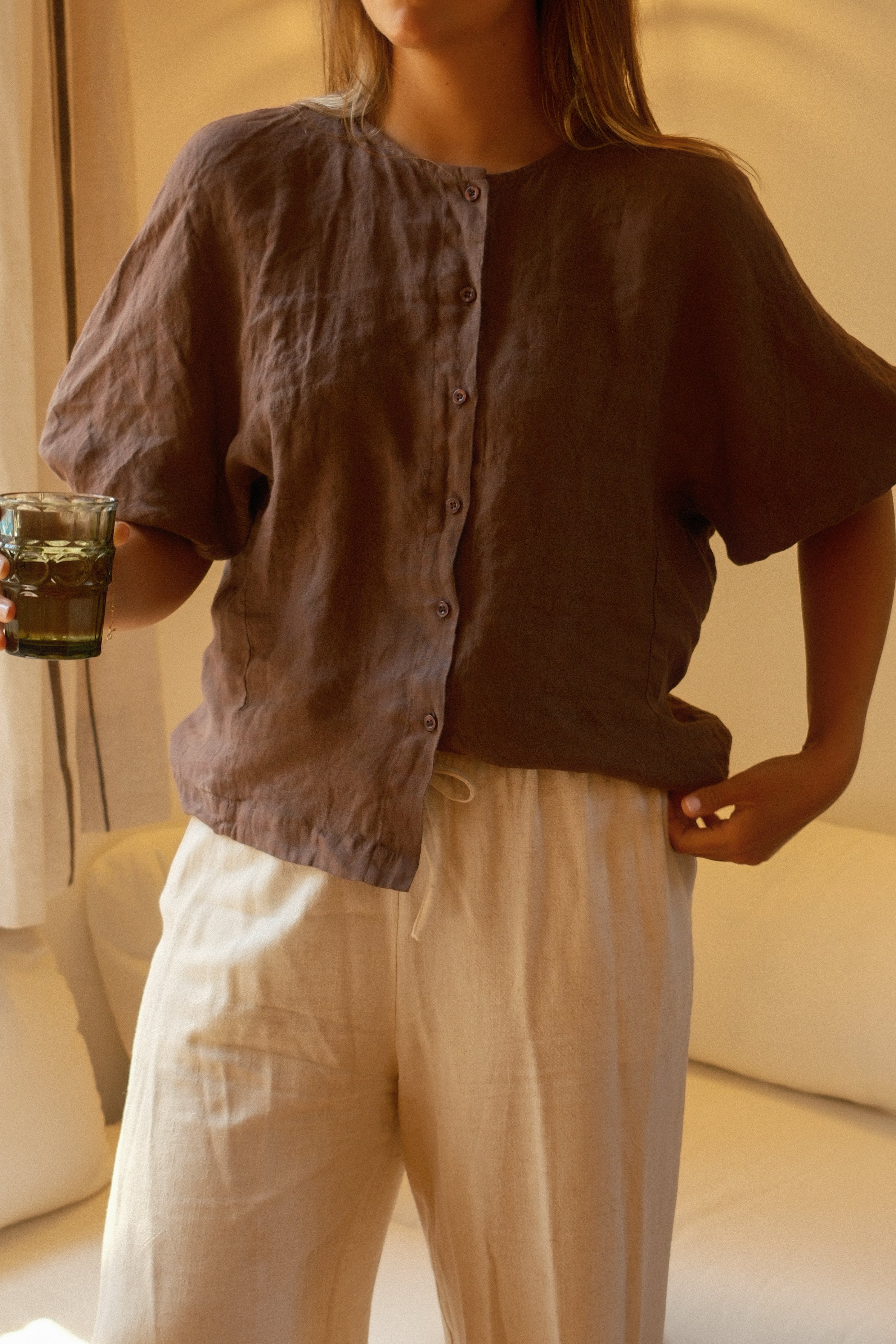 100% LINNEN JUNA SHIRT MOKKA - Image 7
