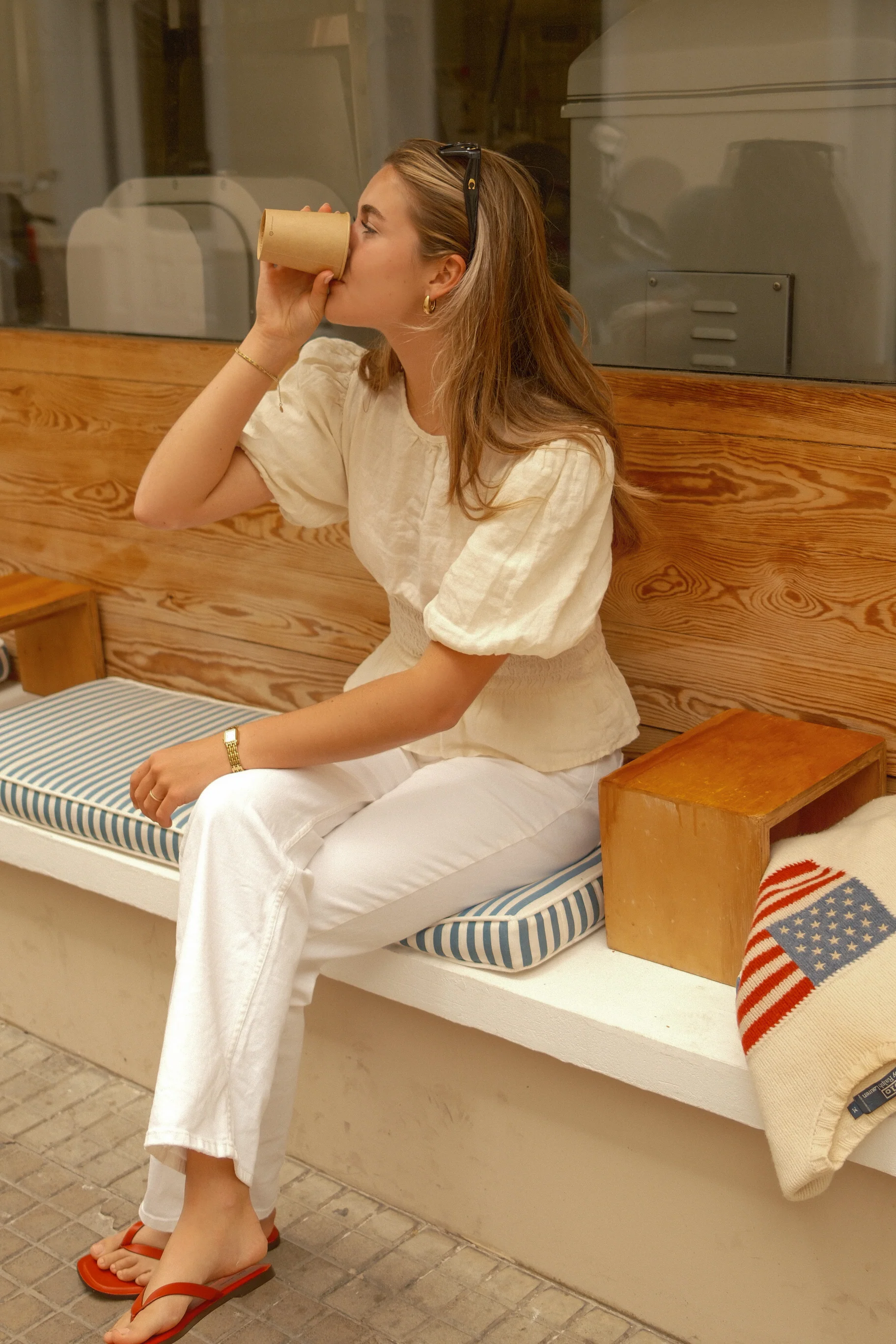 100% LINNEN TAILORED TOP ECRU - Image 6