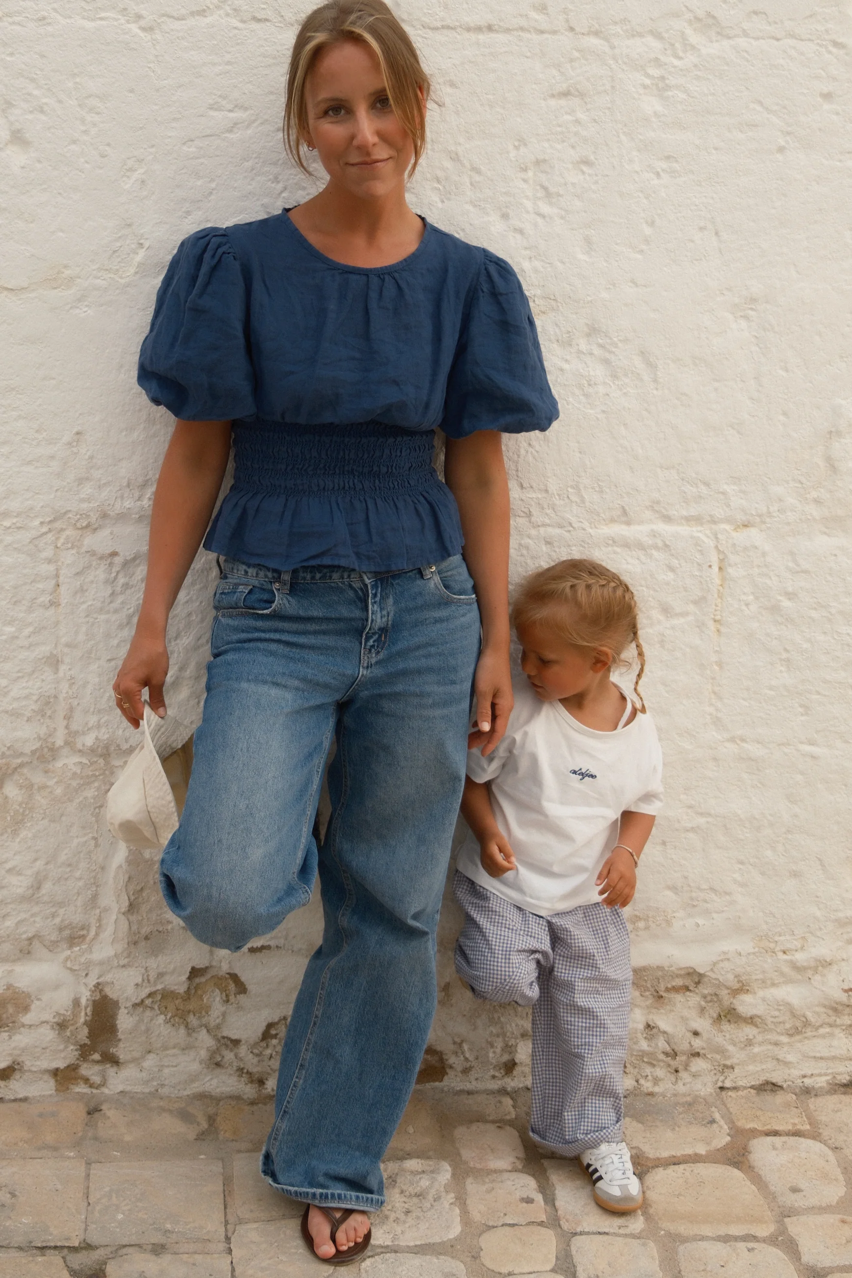 100% LINNEN TAILORED TOP NAVY - Image 4