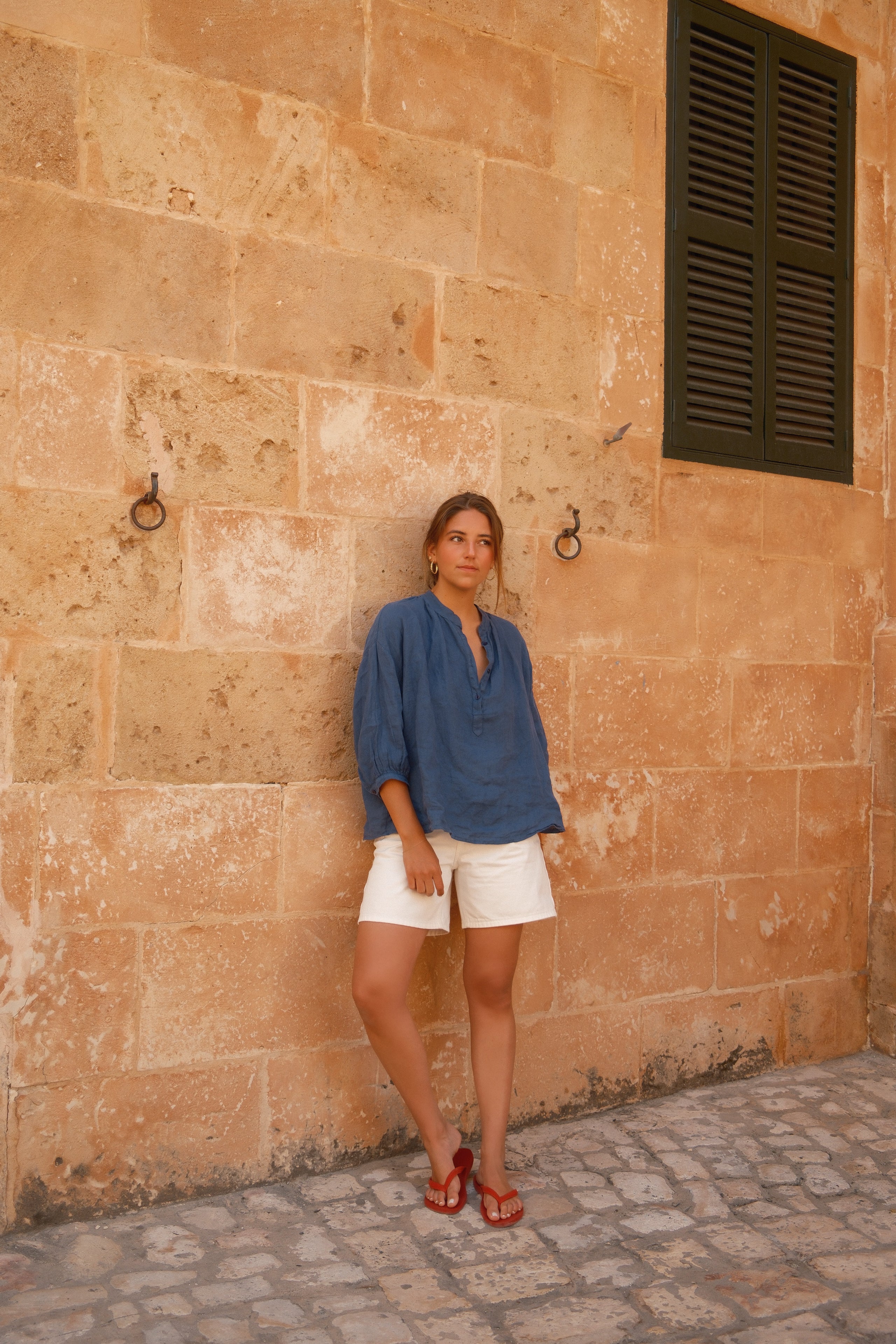 PRE-ORDER: 100% LINNEN VENICE BLOUSE NAVY - Image 3