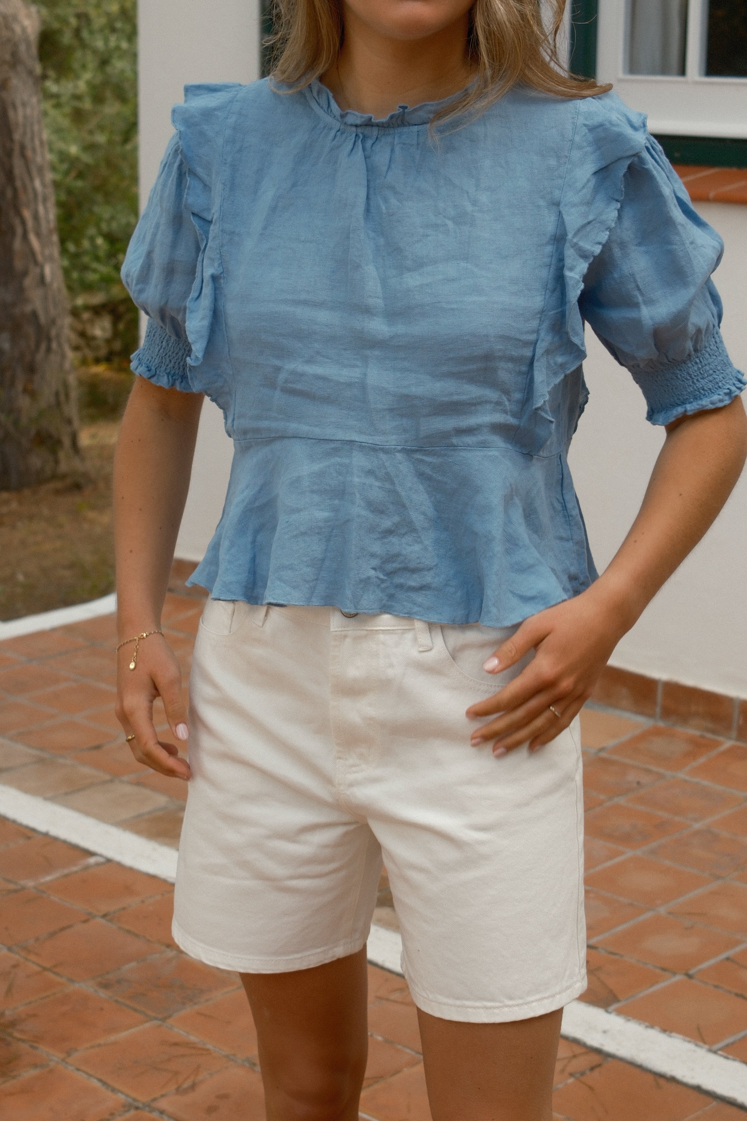 100% LINNEN YARA TOP DENIMBLUE - Image 9
