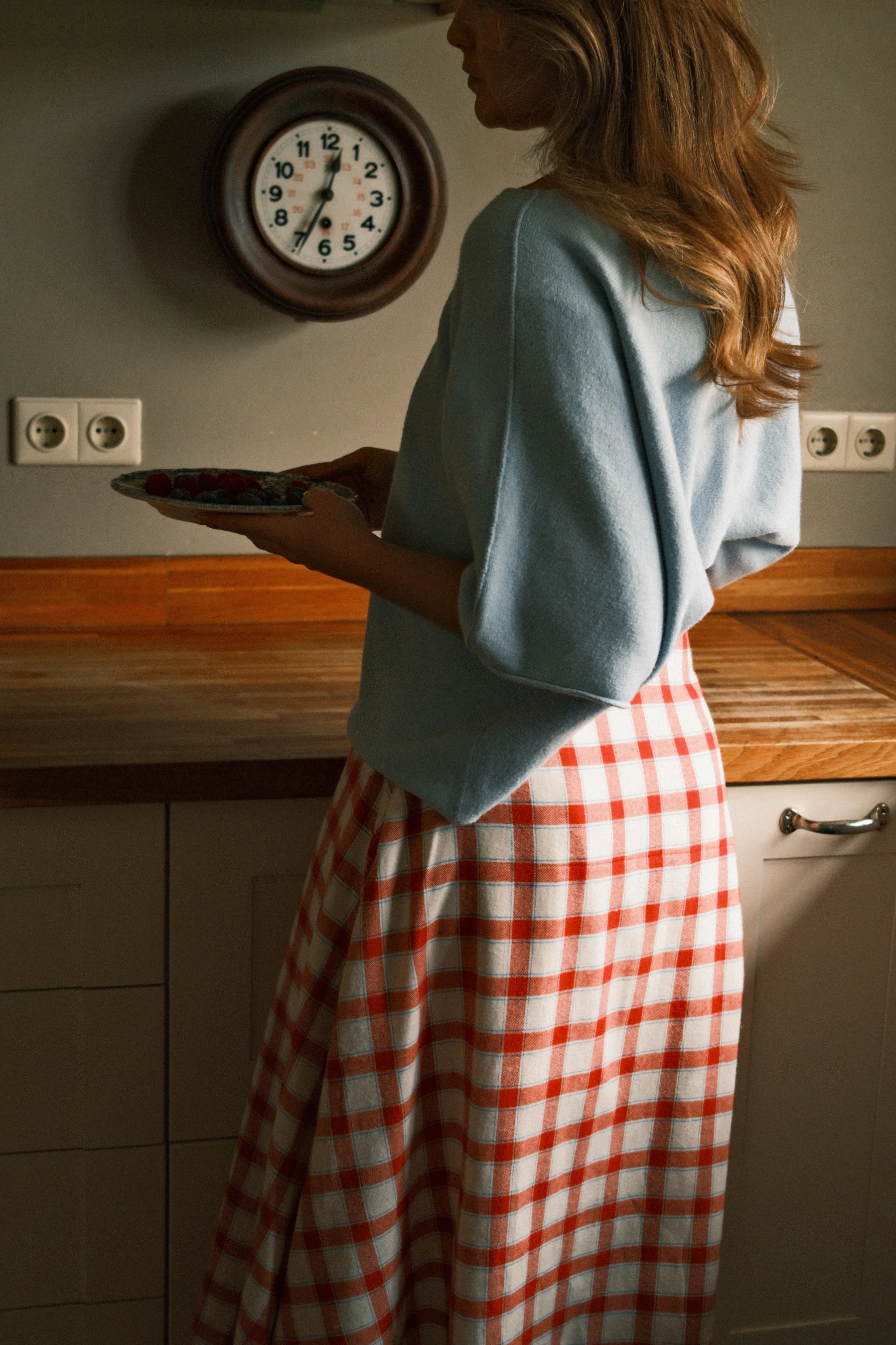 CHECKED COTTON SKIRT RED - Image 13