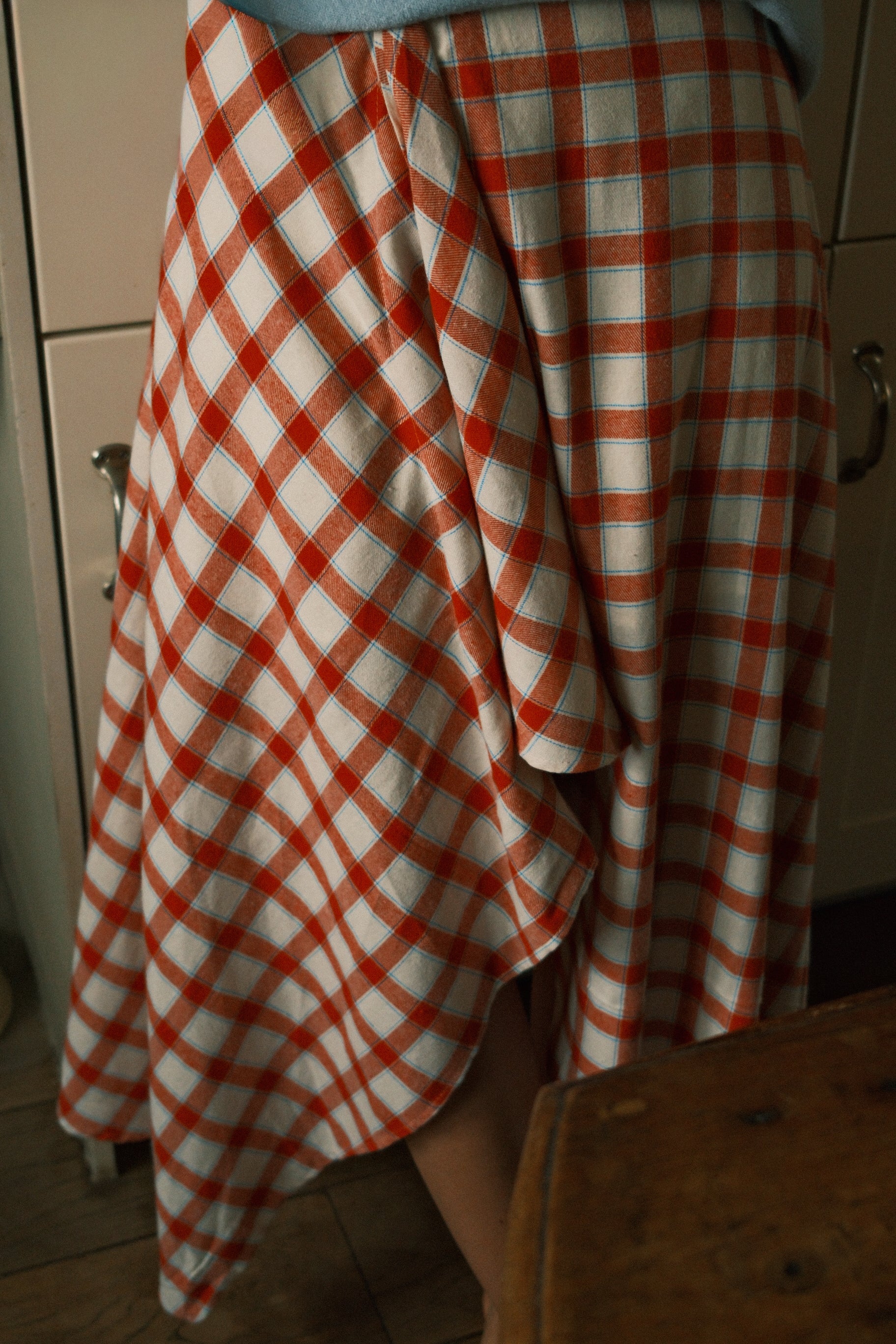 CHECKED COTTON SKIRT RED - Image 4