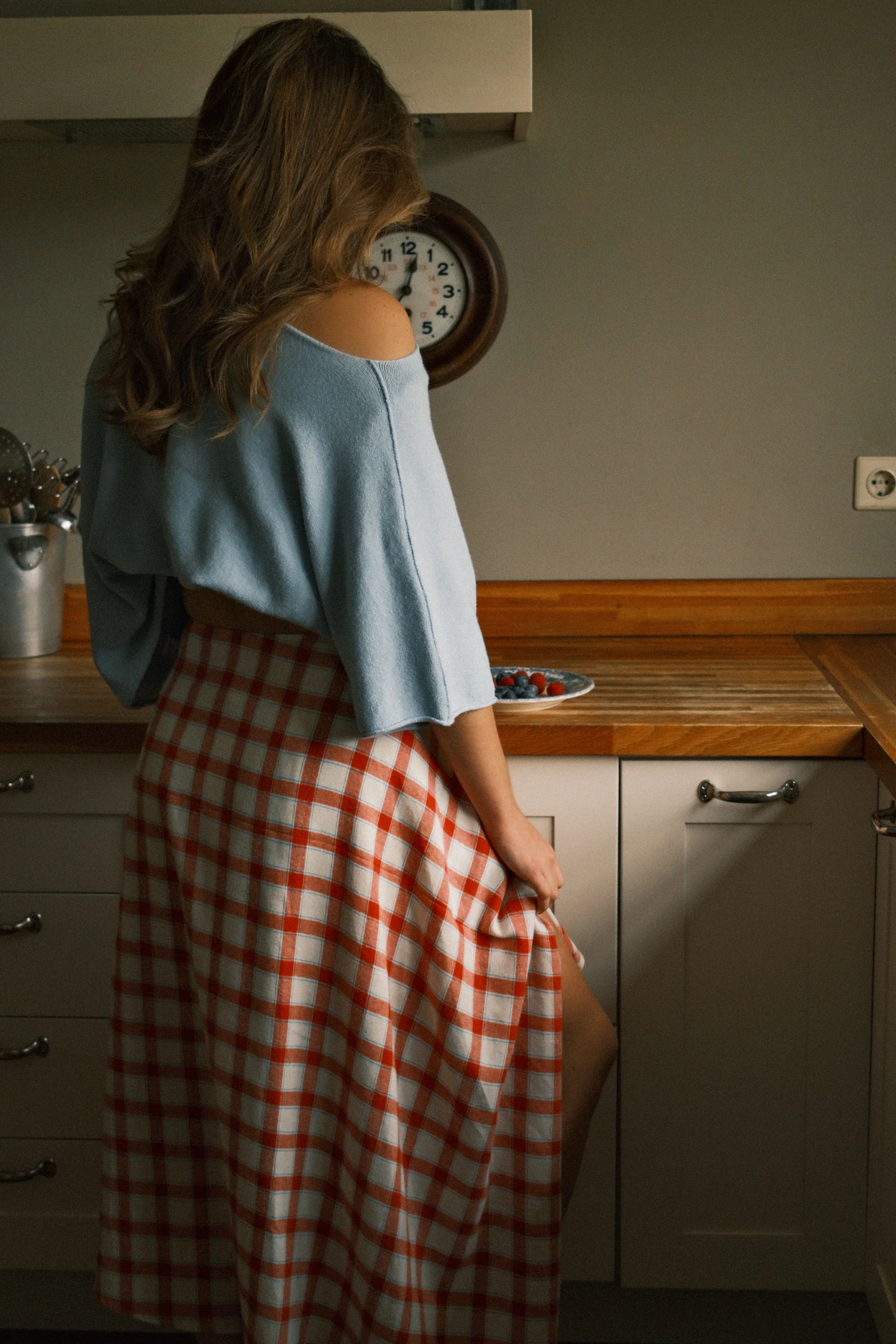 CHECKED COTTON SKIRT RED - Image 9