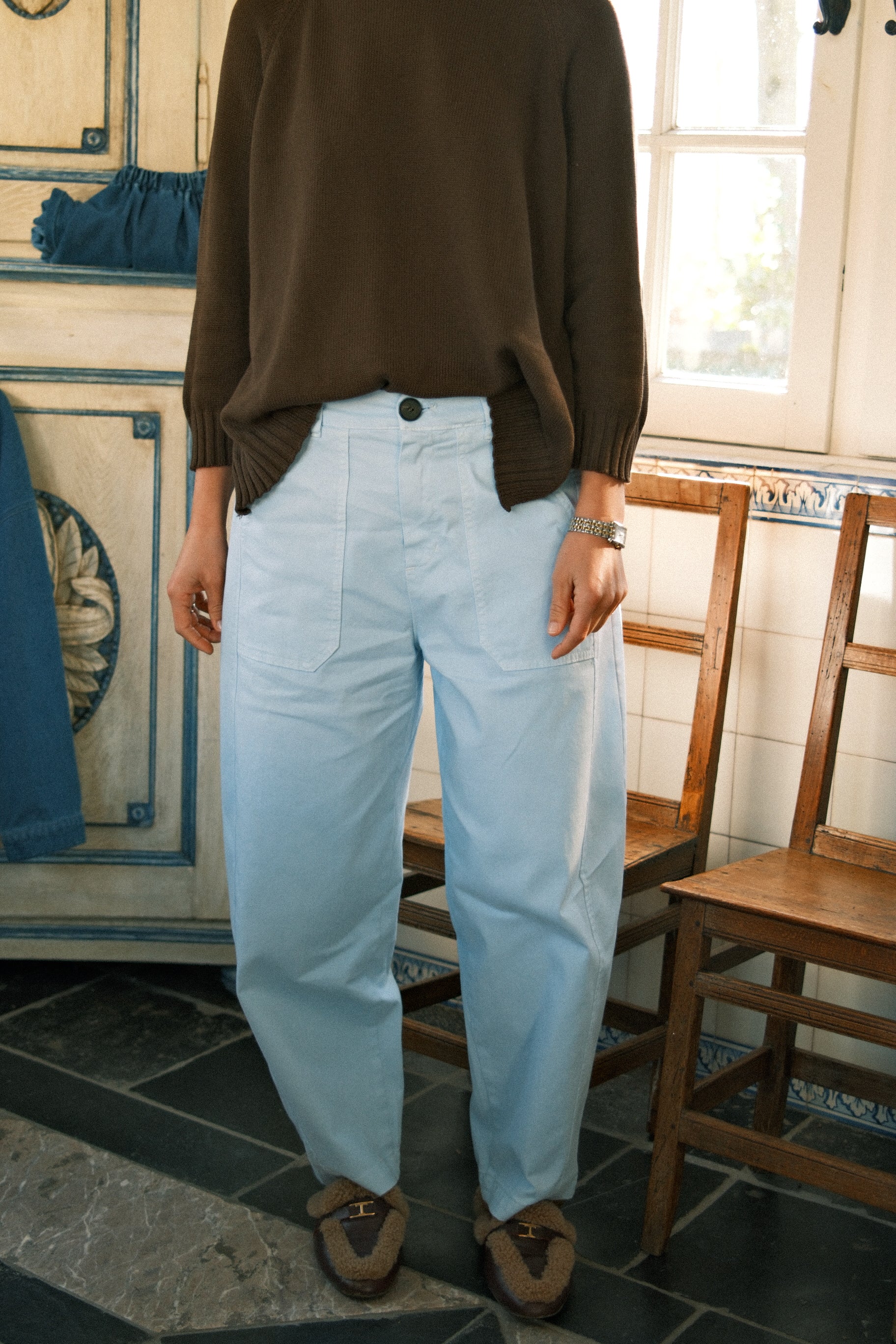 COTTON BARREL PANTS BABY BLUE - Image 6