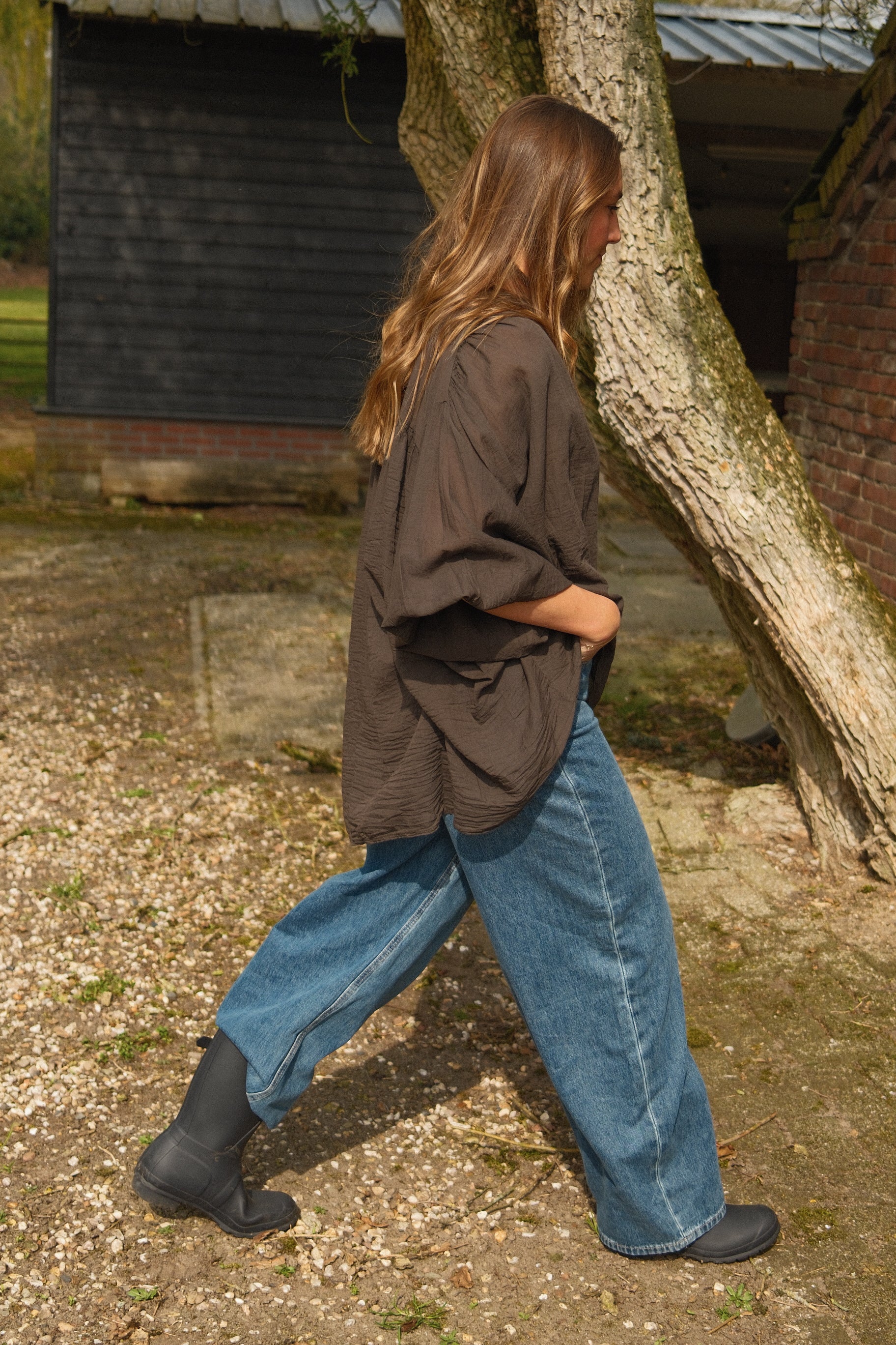 COTTON MAXI BLOUSE CHOCO - Image 4