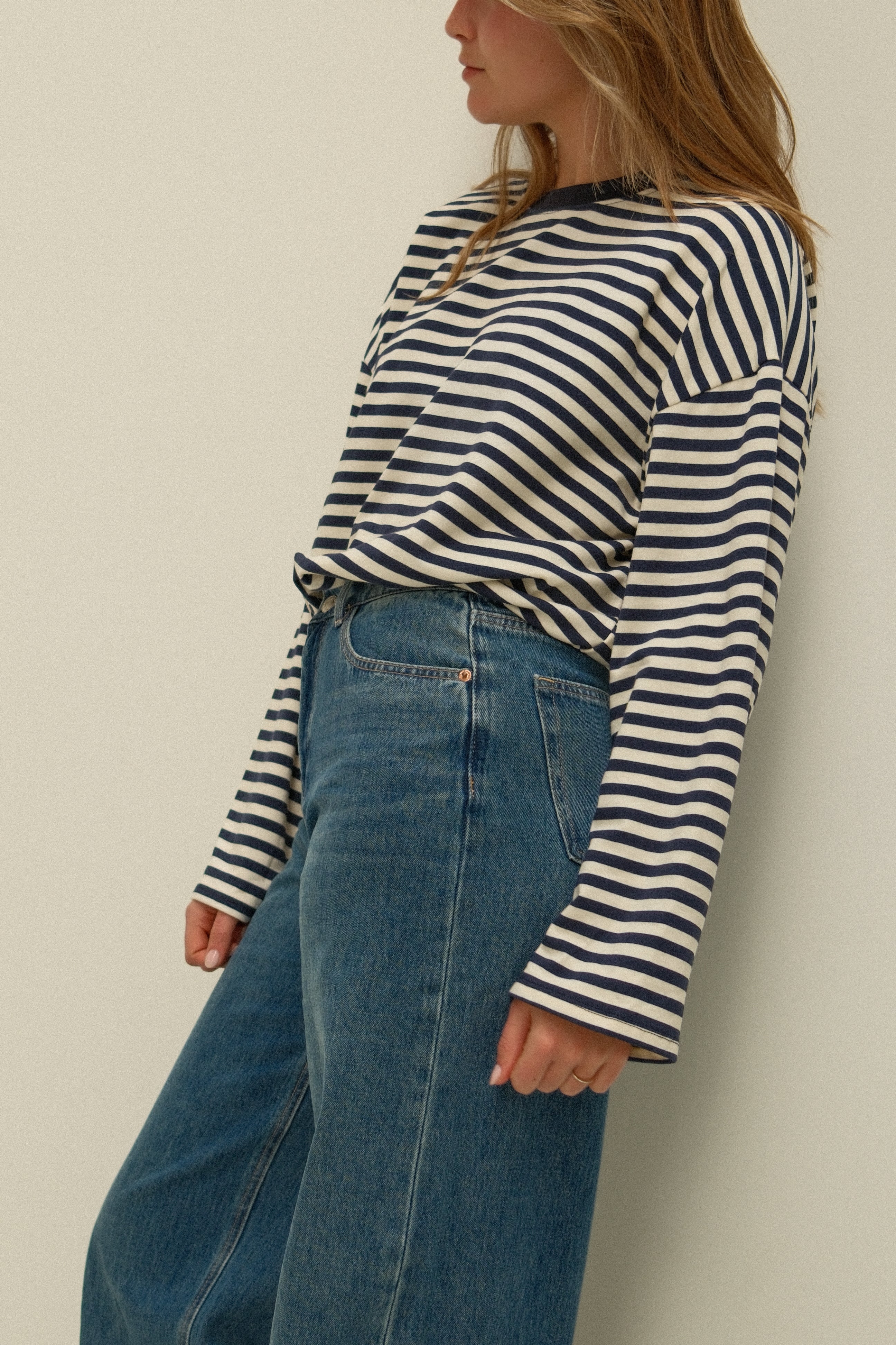 COTTON STRIPED SAMMY TEE NAVY - Image 4