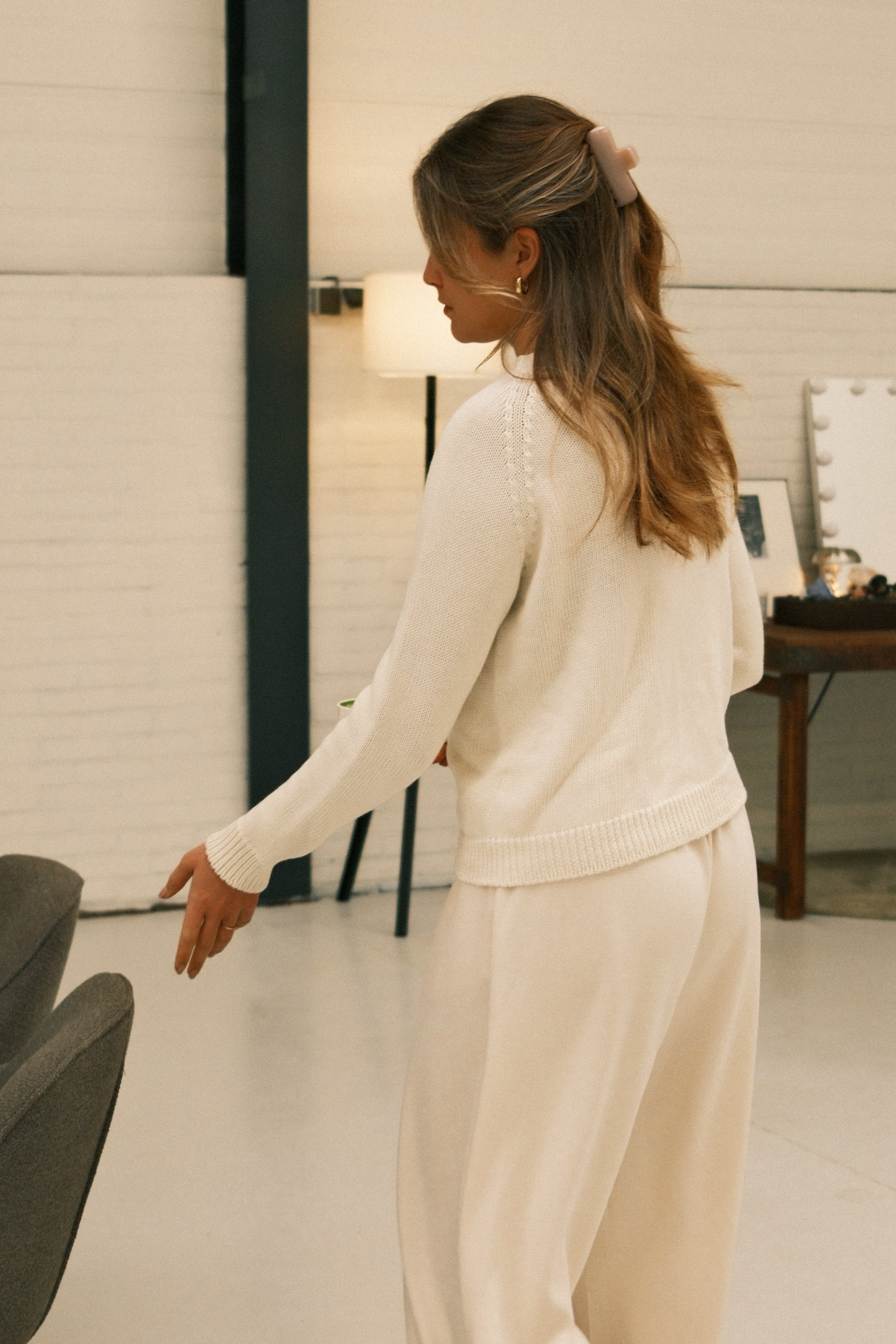 COTTON TESS CARDIGAN ECRU - Image 3