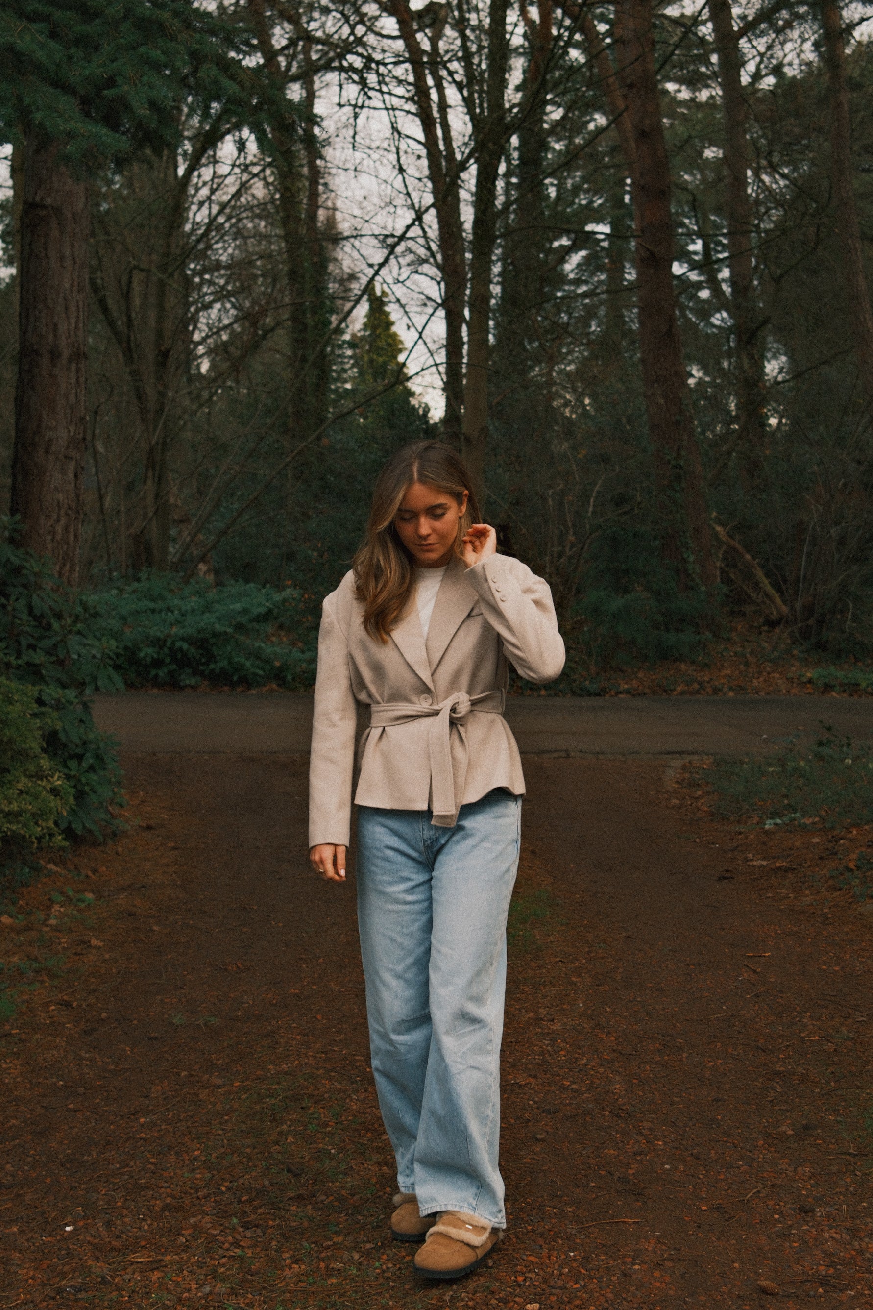 HERRINGBONE BELTED JACKET BEIGE - Image 9