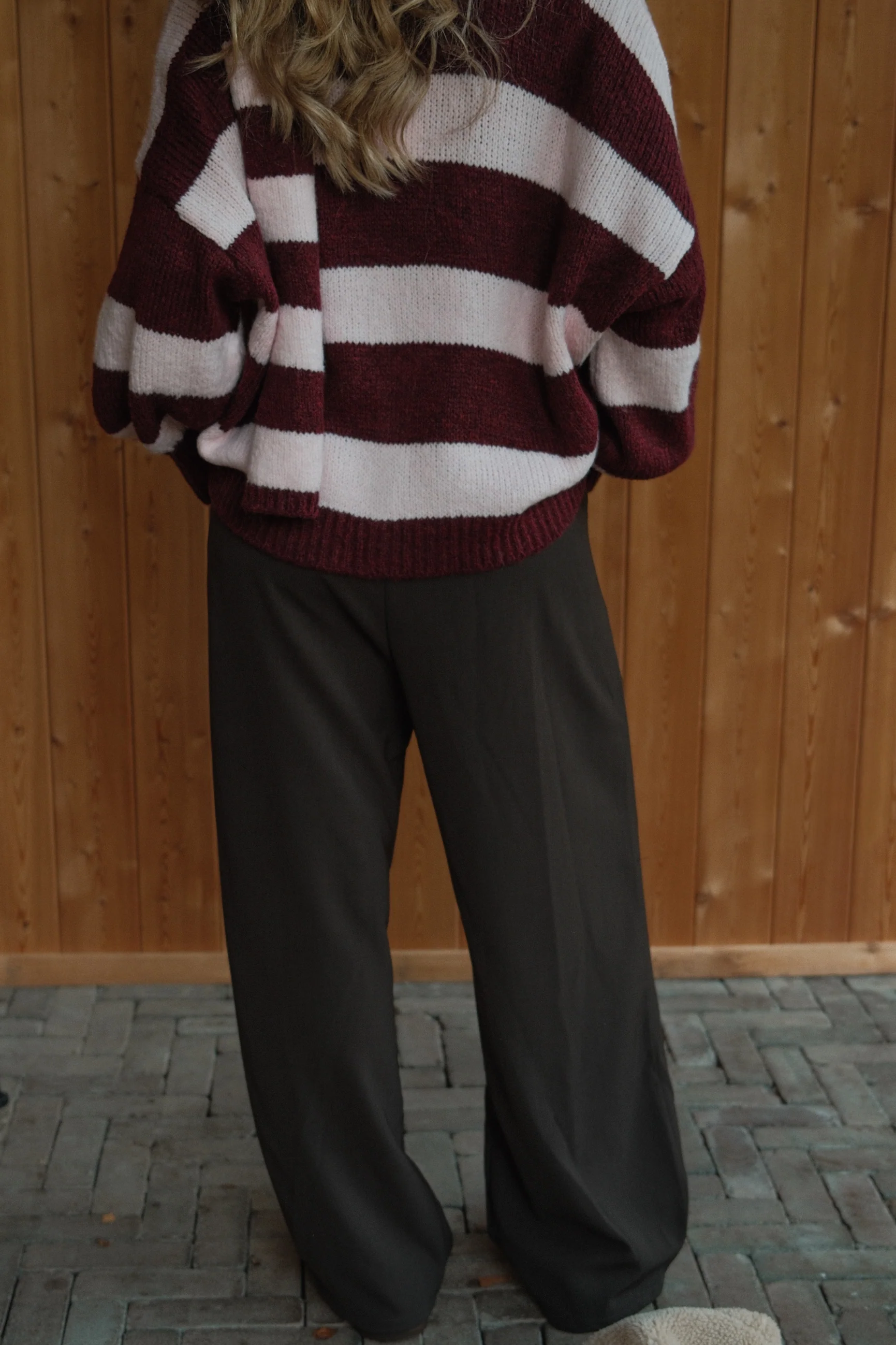 OVERSIZED STRIPED SCARLETT CARDIGAN PINK/BORDEAUX (WITH SCARF) - Image 17