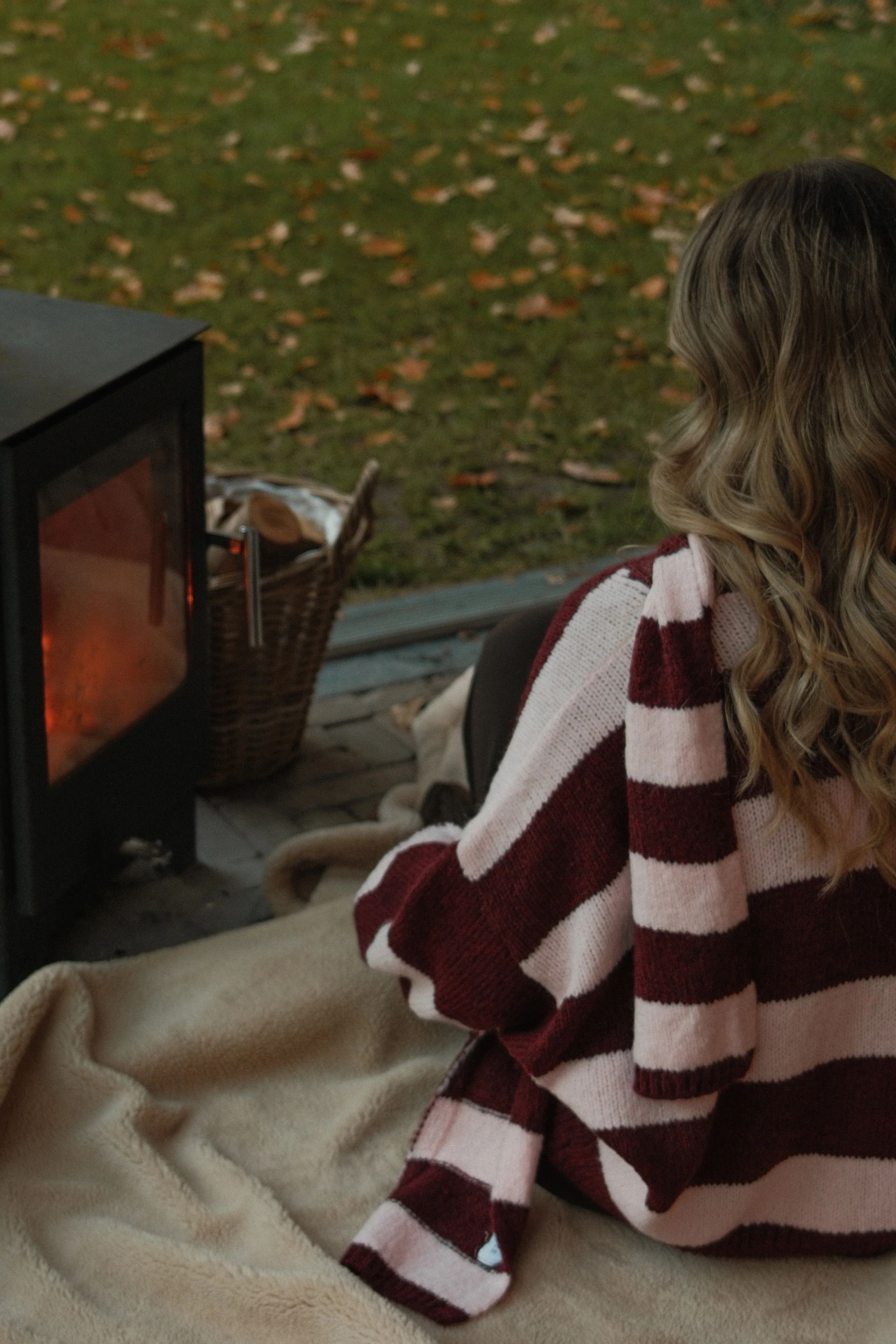 OVERSIZED STRIPED SCARLETT CARDIGAN PINK/BORDEAUX (WITH SCARF) - Image 27