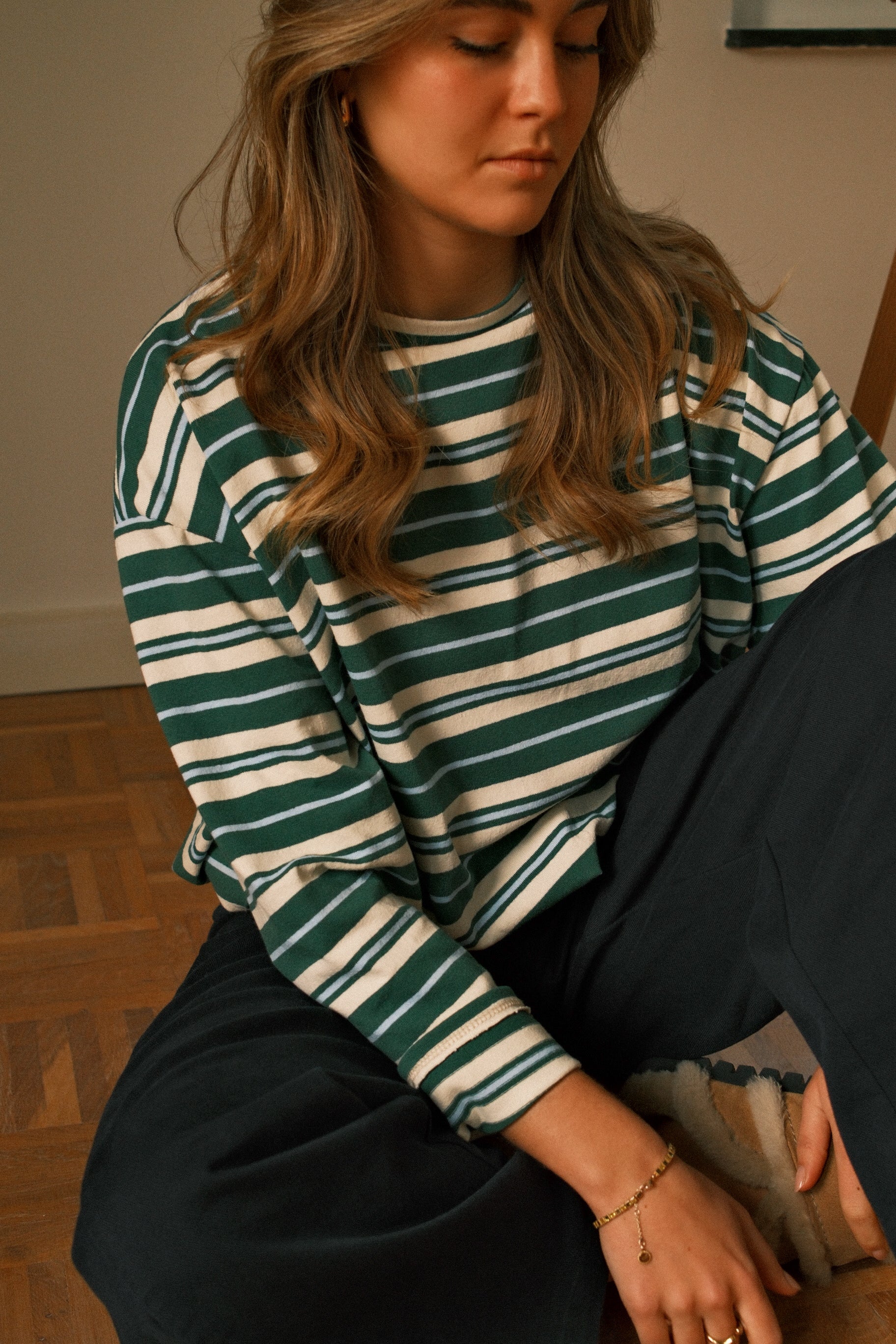 STRIPED ELISE BALLOON LONGSLEEVE GREEN - Image 7