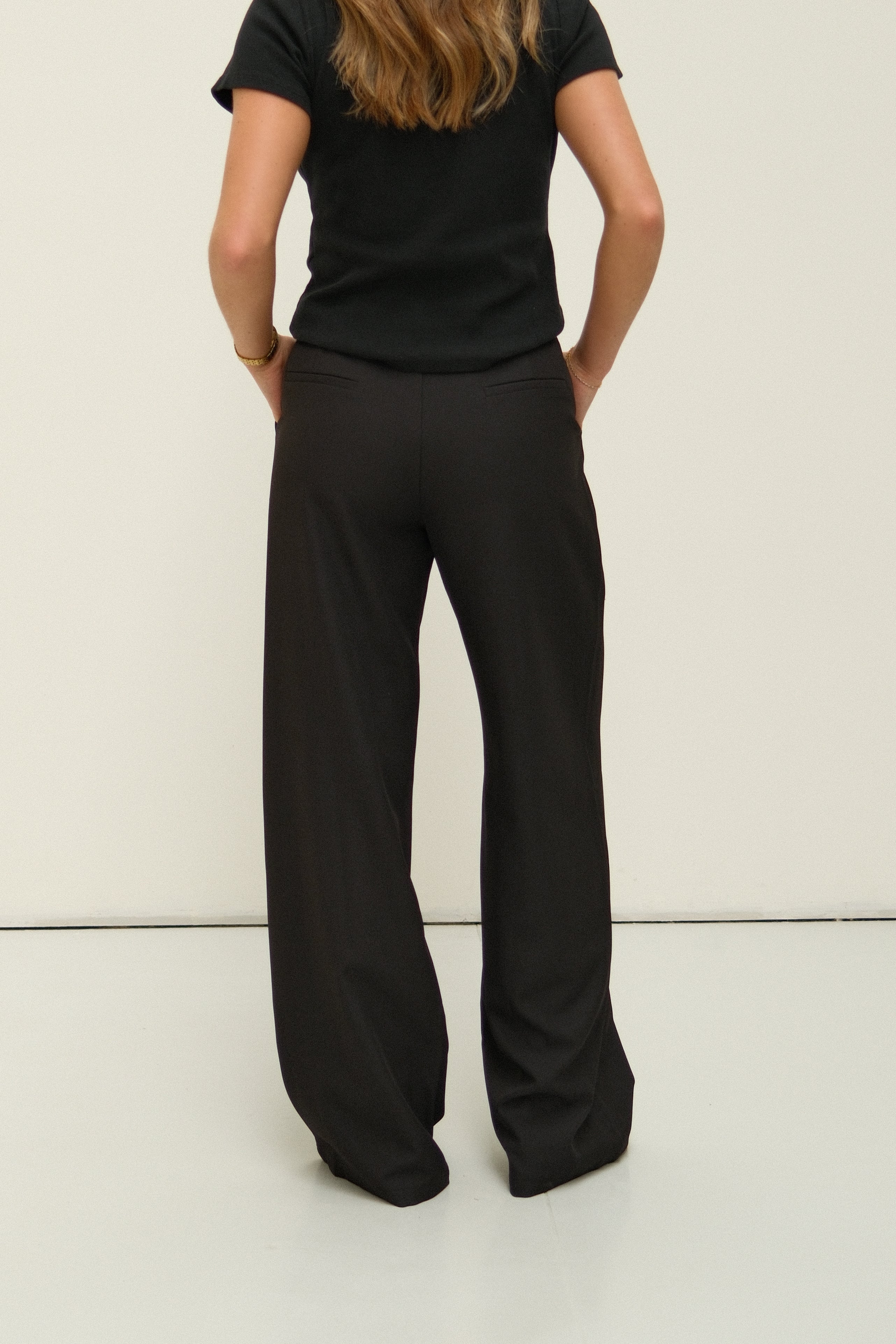 WIDE LEG MID WAIST PANTALON BLACK - Image 11