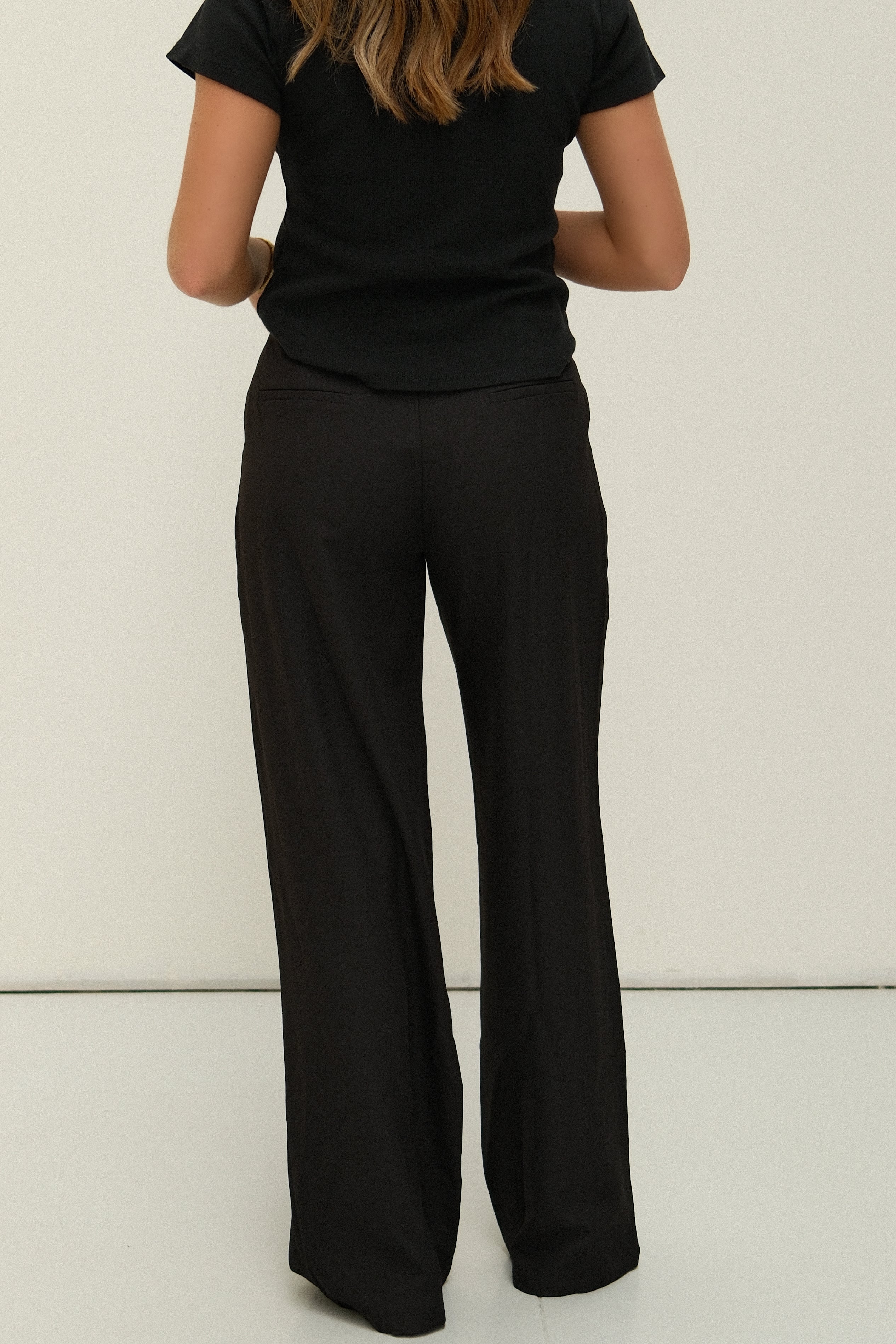 WIDE LEG MID WAIST PANTALON BLACK - Image 8