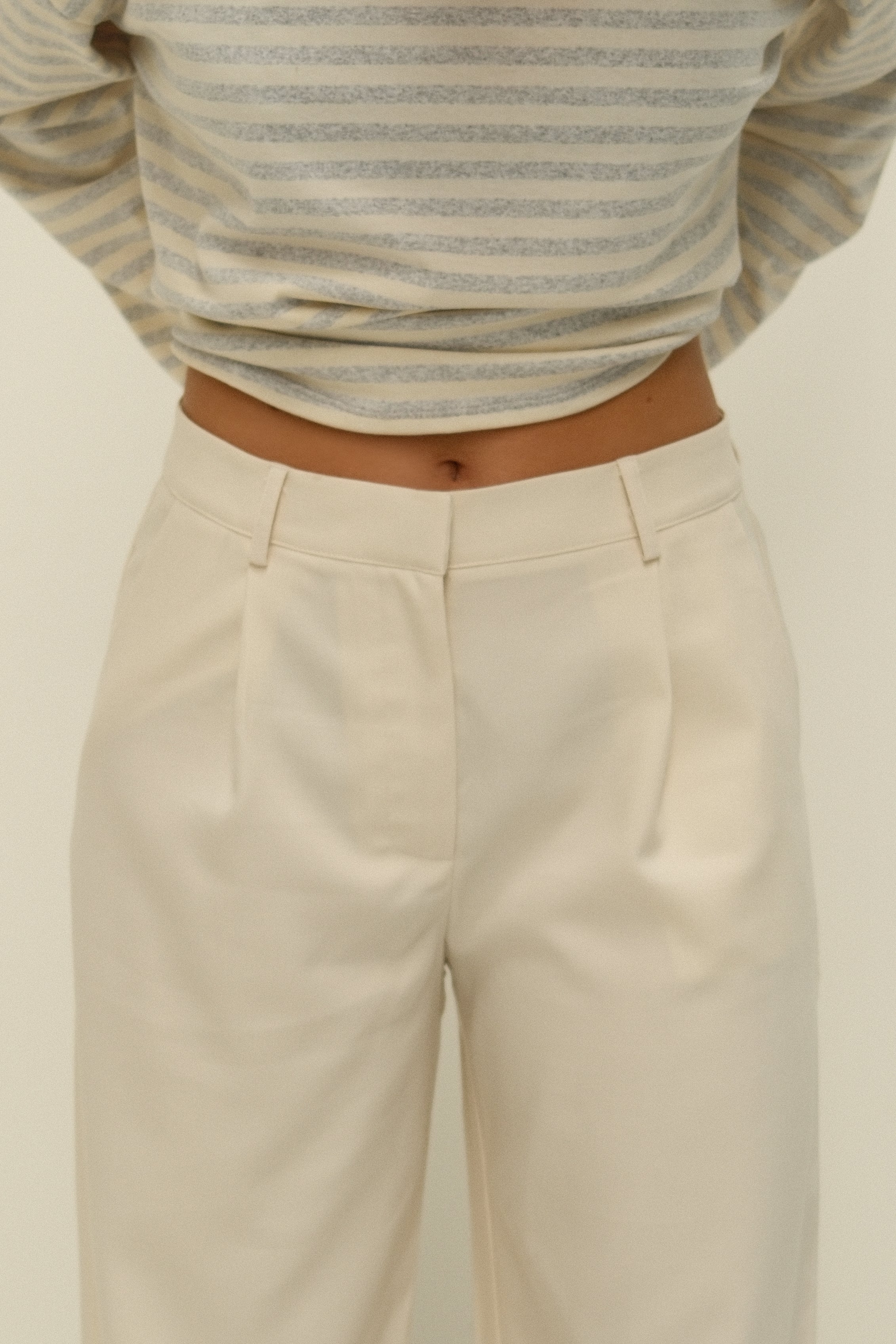 WIDE LEG MID WAIST PANTALON ECRU - Image 6
