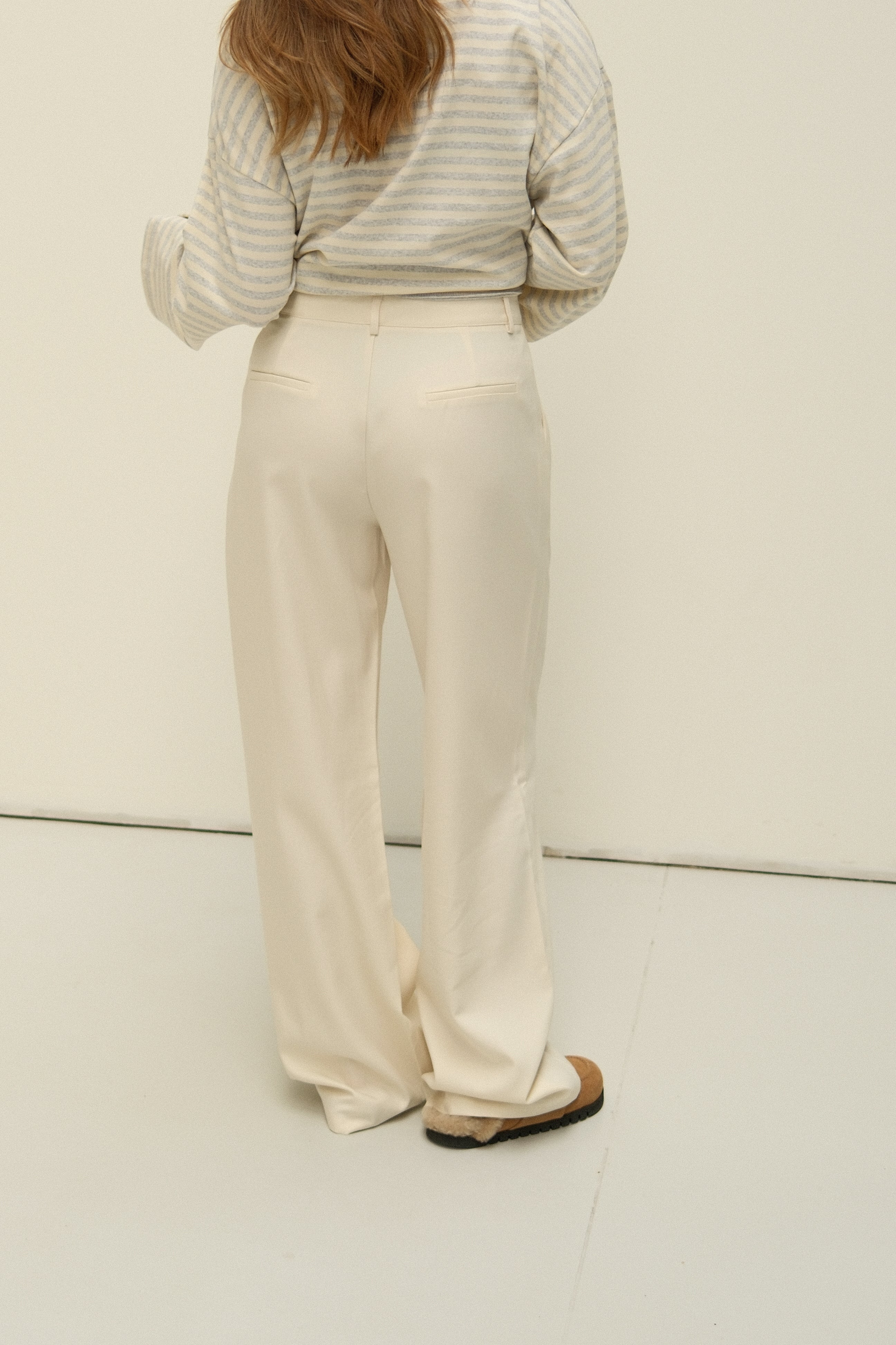 WIDE LEG MID WAIST PANTALON ECRU - Image 7